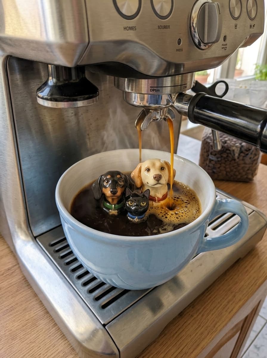 A PawMug in use, coffee and your pet together every morning