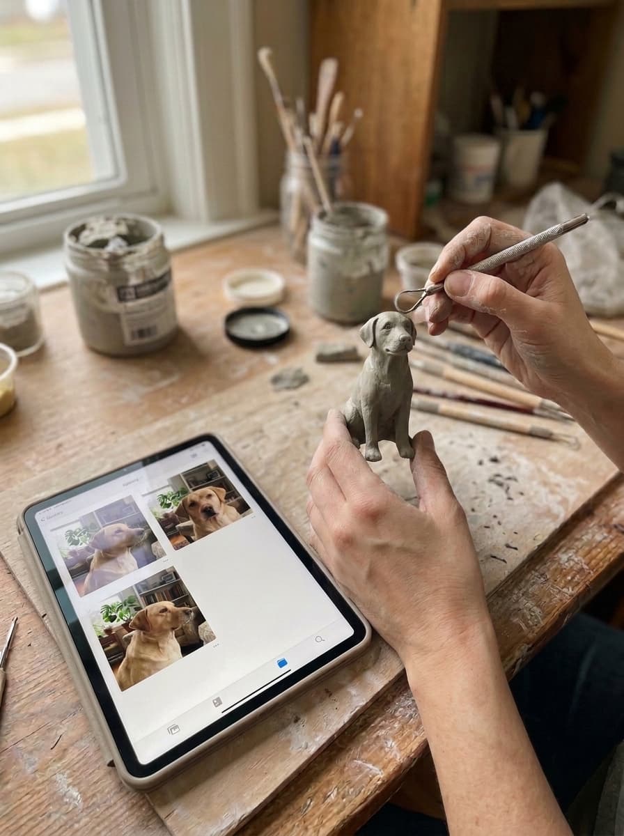 First, your pet is sculpted by hand